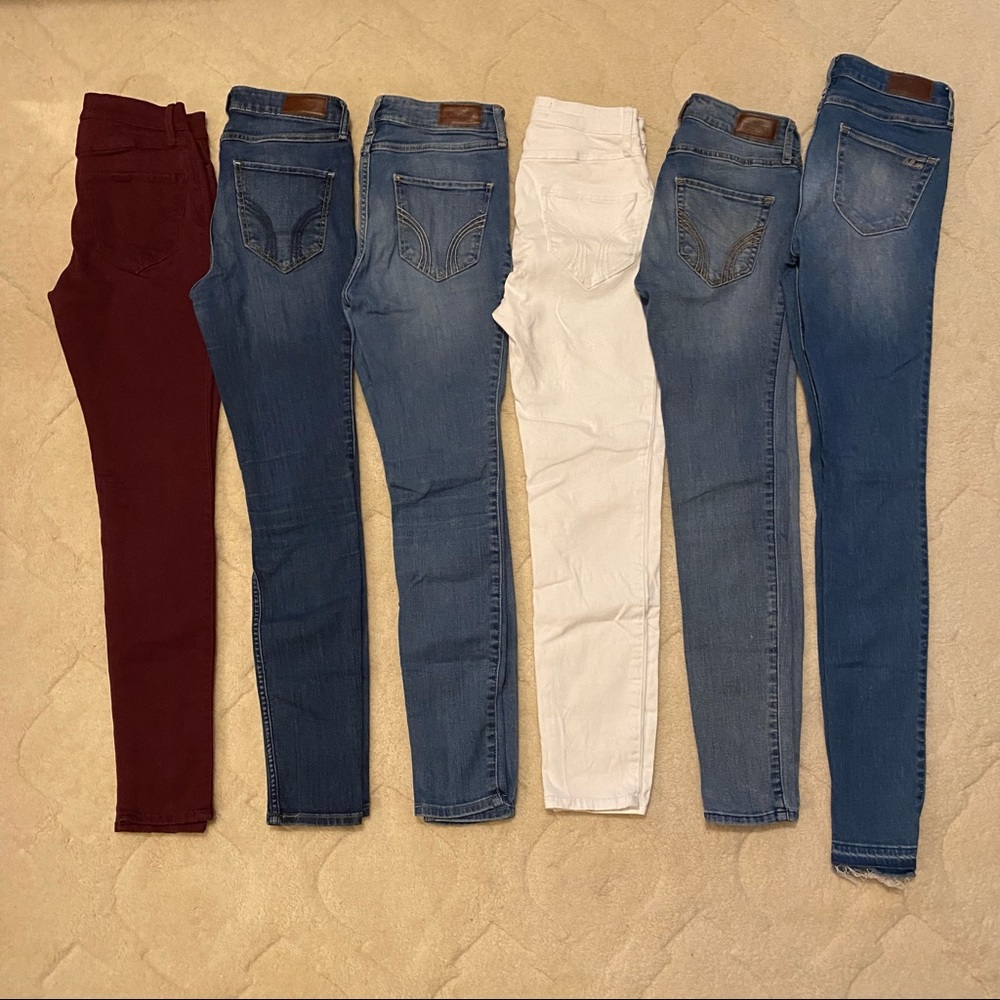 Bundle of 6 Hollister Super Skinny Jeans Mid & High Rise, Short & Regular Length